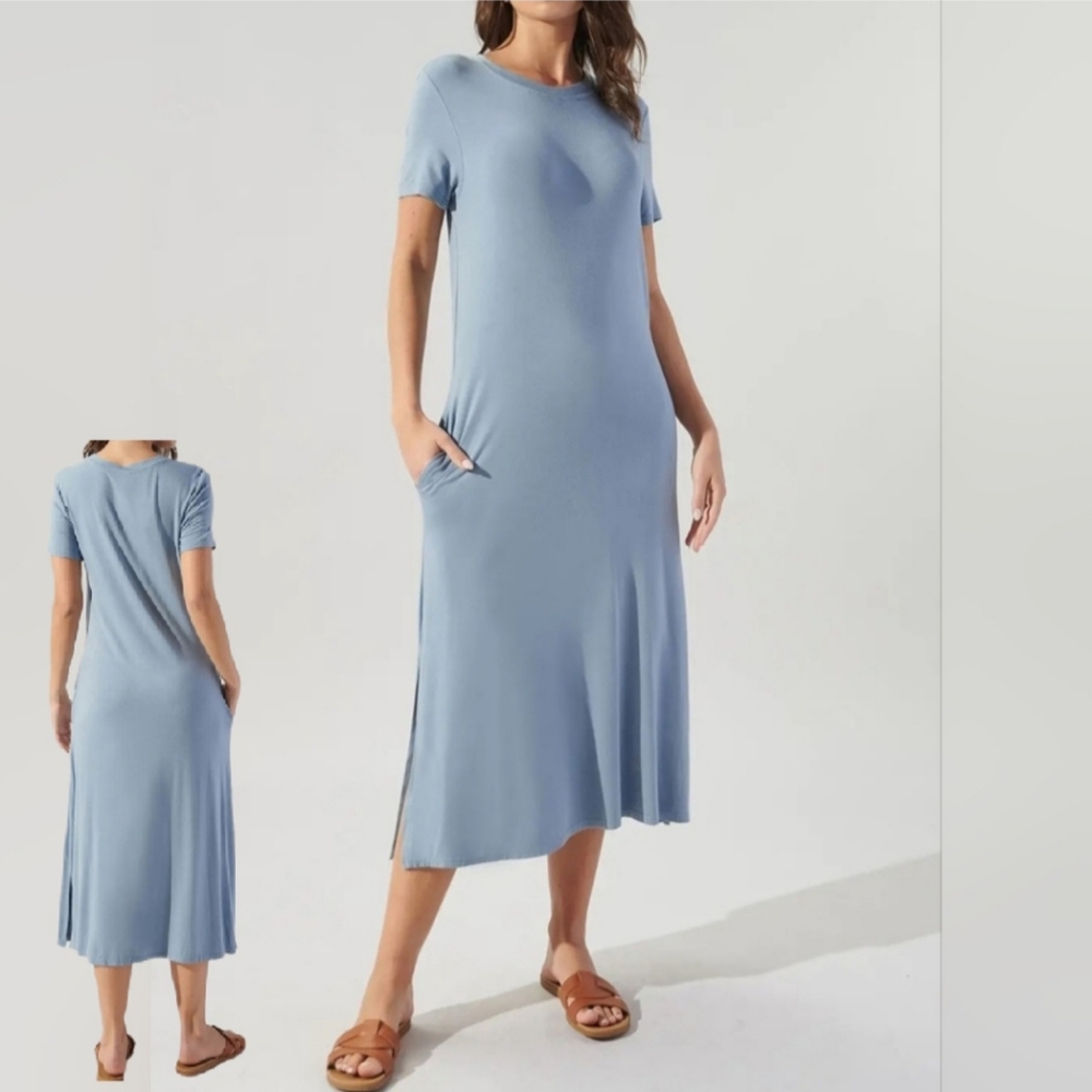 #331 🛑M BOHO CHIC Joplin Jersey Knit Midi T Shirt Dres